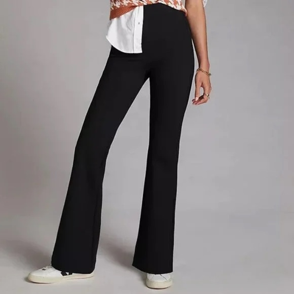 Anthropologie Maeve Ponte Black Flare Pants